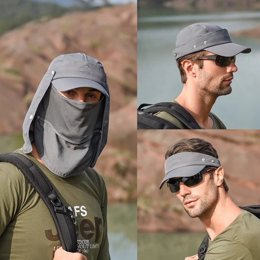 UV Protective Baseball Hat with Removable Face, Neck, and Ear Cover - Perfect for Fishing and Cycling