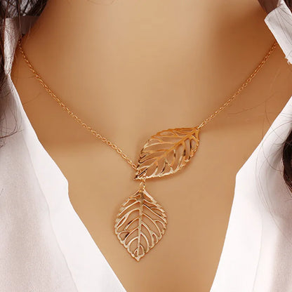 Punk Chic Leaf Pendant Necklace - Trendy Minimalist Jewelry for Women, Perfect Gift for Summer!