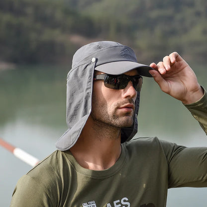 UV Protective Baseball Hat with Removable Face, Neck, and Ear Cover - Perfect for Fishing and Cycling